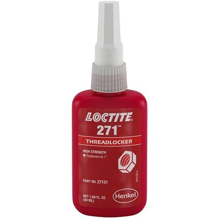 Henkel Anaerobic Threadlocker, Large Bolt and Stud, Bottle, 50 Ml 271 RED 50ML IDH 135381